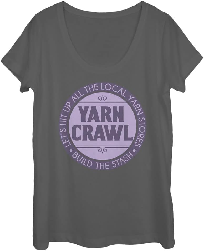 Fifth Sun Yarn Crawl Women's Short Sleeve Tee Shirt, Charcoal, XX-Large T-Shirt | Premium Quality | Best Seller Choice