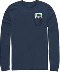 Warner Brothers Big & Tall Batman Joker Pocket Playing Card Men's Tops Long Sleeve Tee Shirt, Navy Blue, 4X-Large T-S...