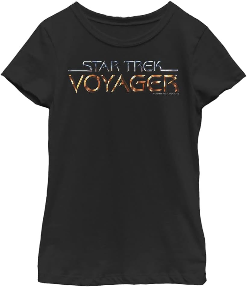 Fifth Sun Kids' Star Trek Voyager Title Logo Girls Short Sleeve Tee Shirt T-Shirt | Best Seller