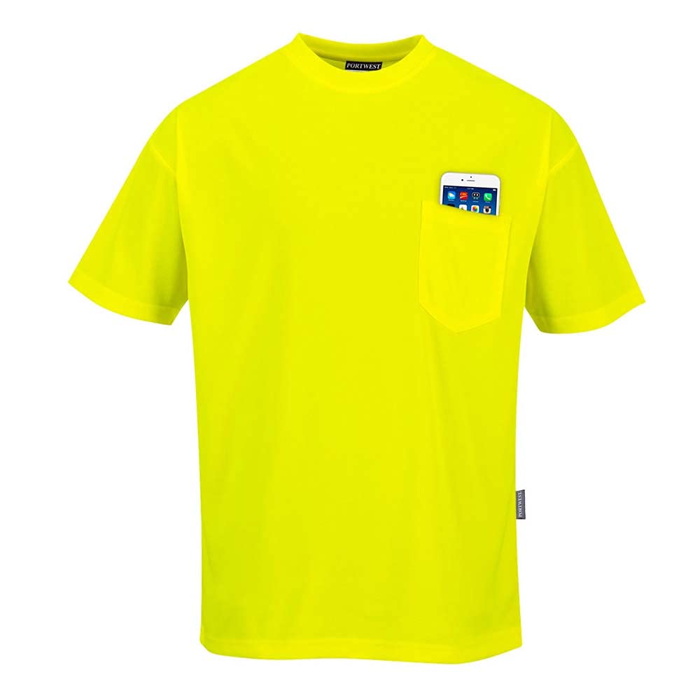 Portwest S578 Non ANSI Pocket Short Sleeve T-Shirt Yellow, 5X-Large T-Shirt | Premium Quality