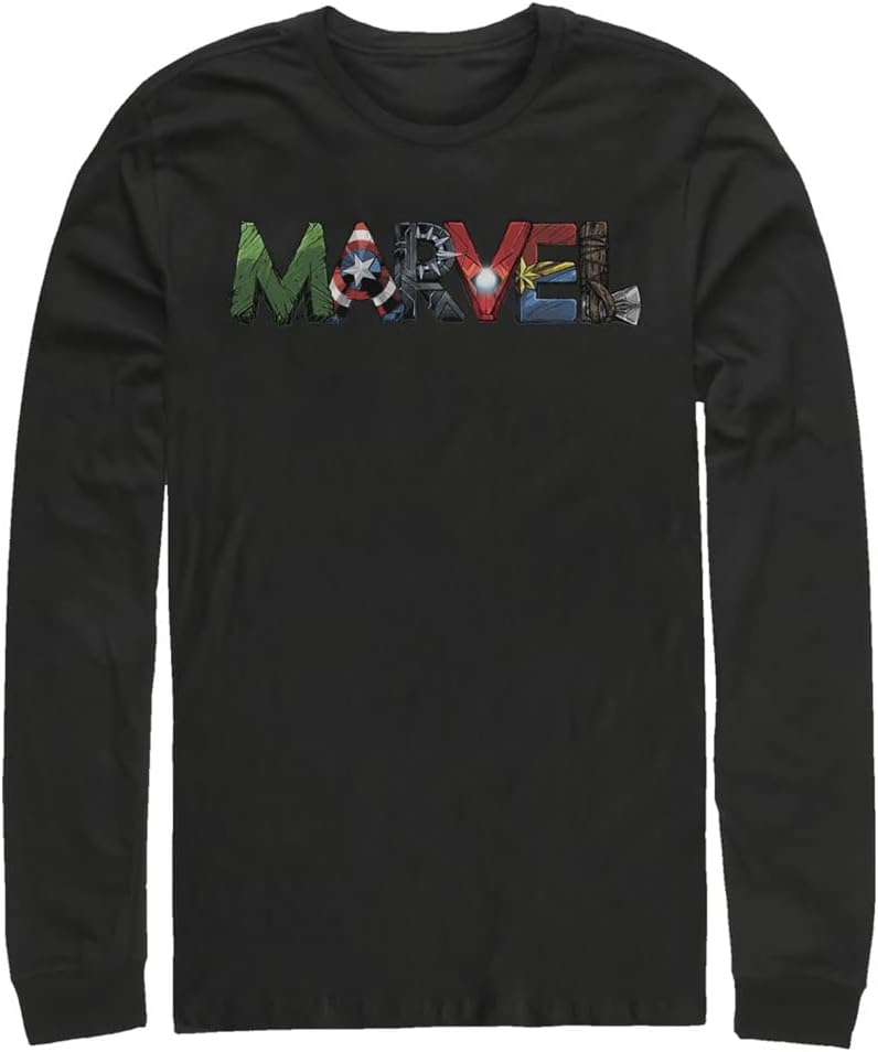 Marvel Classic Fan Letters Men's Tops Long Sleeve Tee Shirt T-Shirt | US Viral Style