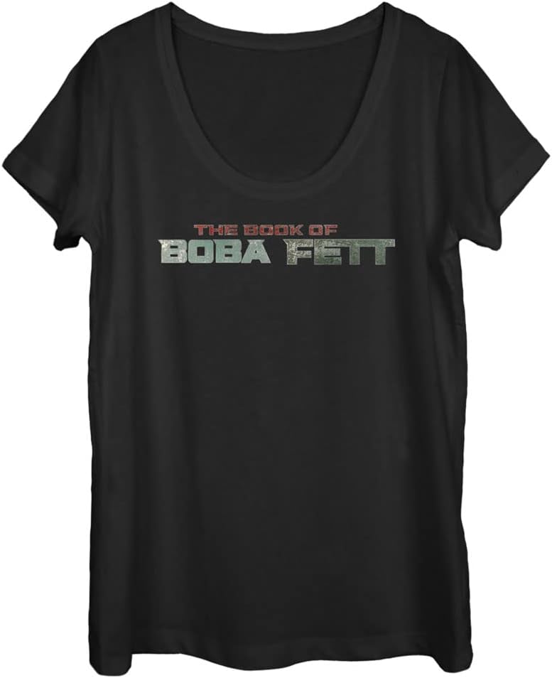 STAR WARS Book Boba Fett Text Logo Women's Short Sleeve Tee Shirt T-Shirt | Aesthetic Streetwear