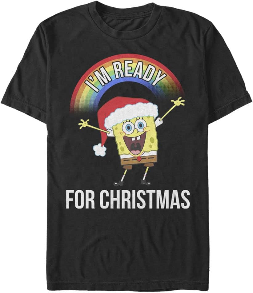 Nickelodeon Big & Tall Spongebob Squarepants I'm Ready for Christmas Men's Tops Short Sleeve Tee Shirt T-Shirt | US V...
