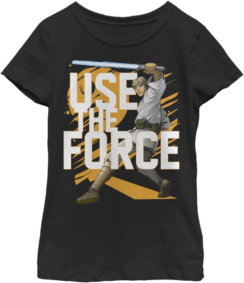 STAR WARS Kids Force Stack Luke Girls Short Sleeve Tee Shirt T-Shirt | US Viral Style