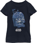 Star Wars Boba Fett Head Fill Girls Short Sleeve Tee Shirt, Navy Blue, Medium T-Shirt | Aesthetic Streetwear