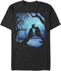 Disney Big Lady and The Tramp Silhouette Love Men's Tops Short Sleeve Tee Shirt, Black, 3X-Large Tall T-Shirt | Aesth...