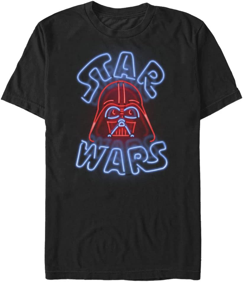 STAR WARS Big & Tall Vader Neon Sign Men's Tops Short Sleeve Tee Shirt T-Shirt | Aesthetic Streetwear