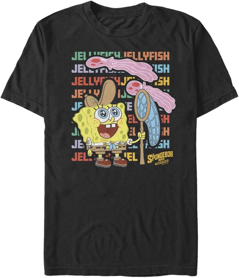 Nickelodeon Big & Tall Spongebob Squarepants Jellyfishing Stack Men's Tops Short Sleeve Tee Shirt T-Shirt | Premium Q...