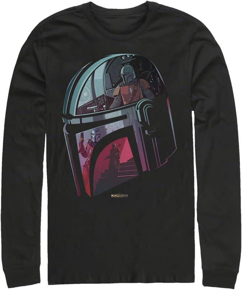 STAR WARS Mandalorian Helmet Explanation Men's Tops Long Sleeve Tee Shirt T-Shirt | Premium Quality