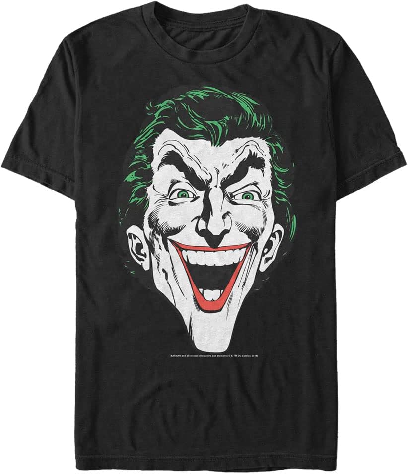 DC Comics Men's Big & Tall Short-Sleeve Round Neck Batman Joker Tee Shirt T-Shirt | Aesthetic Streetwear