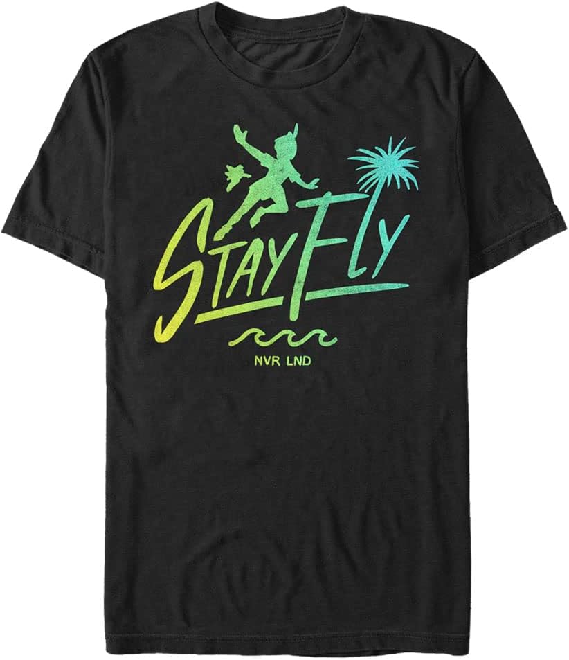 Disney Big Tinkerbell Stay Fly Men's Tops Short Sleeve Tee Shirt, Black, 4X-Large Tall T-Shirt | US Viral Style