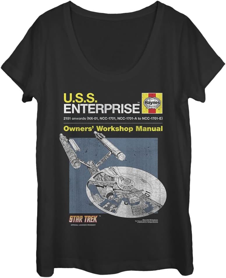 Fifth Sun Star Trek The Original Series USS Enterprise Manual Women's Short Sleeve Tee Shirt T-Shirt | Best Seller