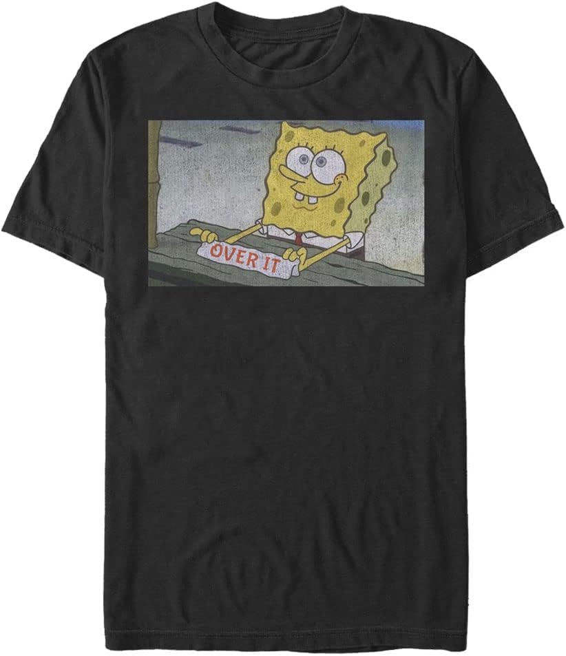 Nickelodeon Big & Tall Spongebob Squarepants Over Bob Men's Tops Short Sleeve Tee Shirt T-Shirt | Aesthetic Streetwear