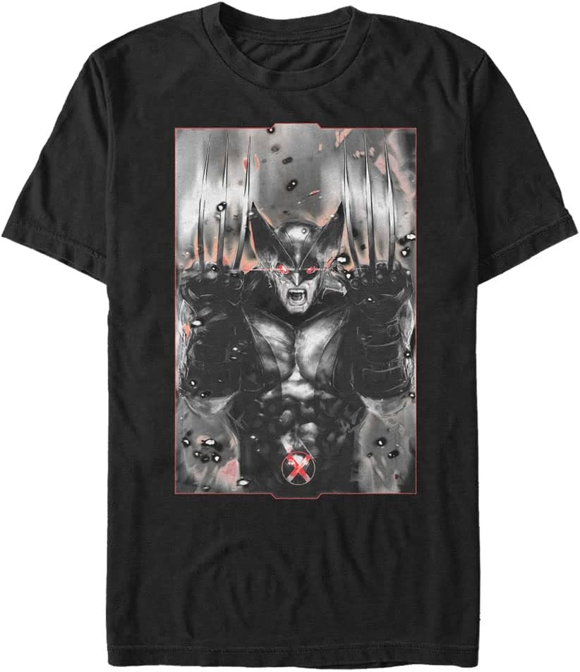 Marvel Big & Tall Deadpool Wolverine Fangs Men's Tops Short Sleeve Tee Shirt T-Shirt | Premium Quality