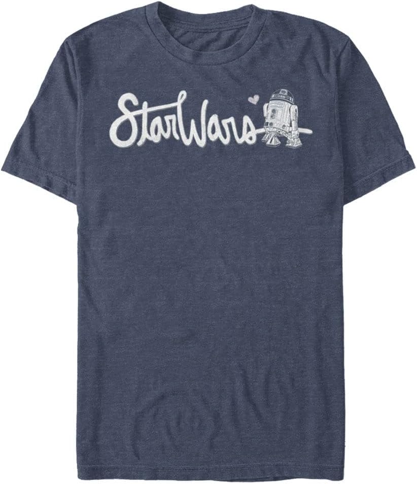 STAR WARS Big & Tall Cursive R2 Men's Tops Short Sleeve Tee Shirt T-Shirt | Best Seller