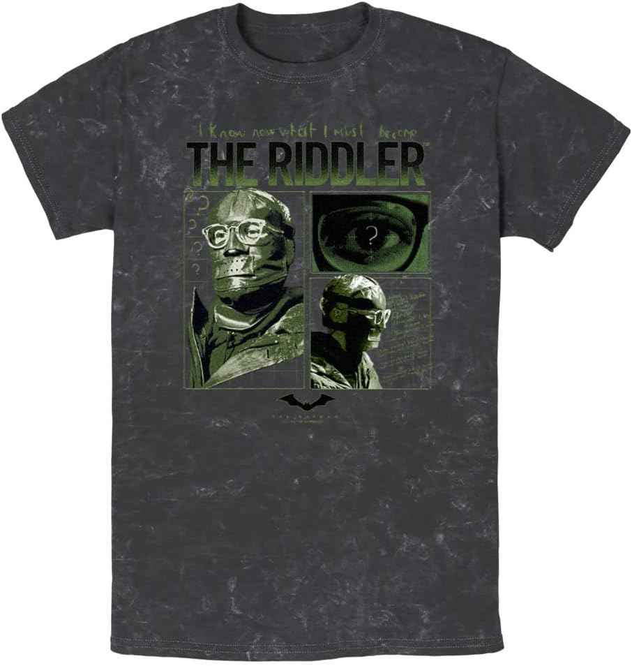 WARNER BROS Batman Riddler Panel Design Young Men's Short Sleeve Tee Shirt T-Shirt | Aesthetic Streetwear