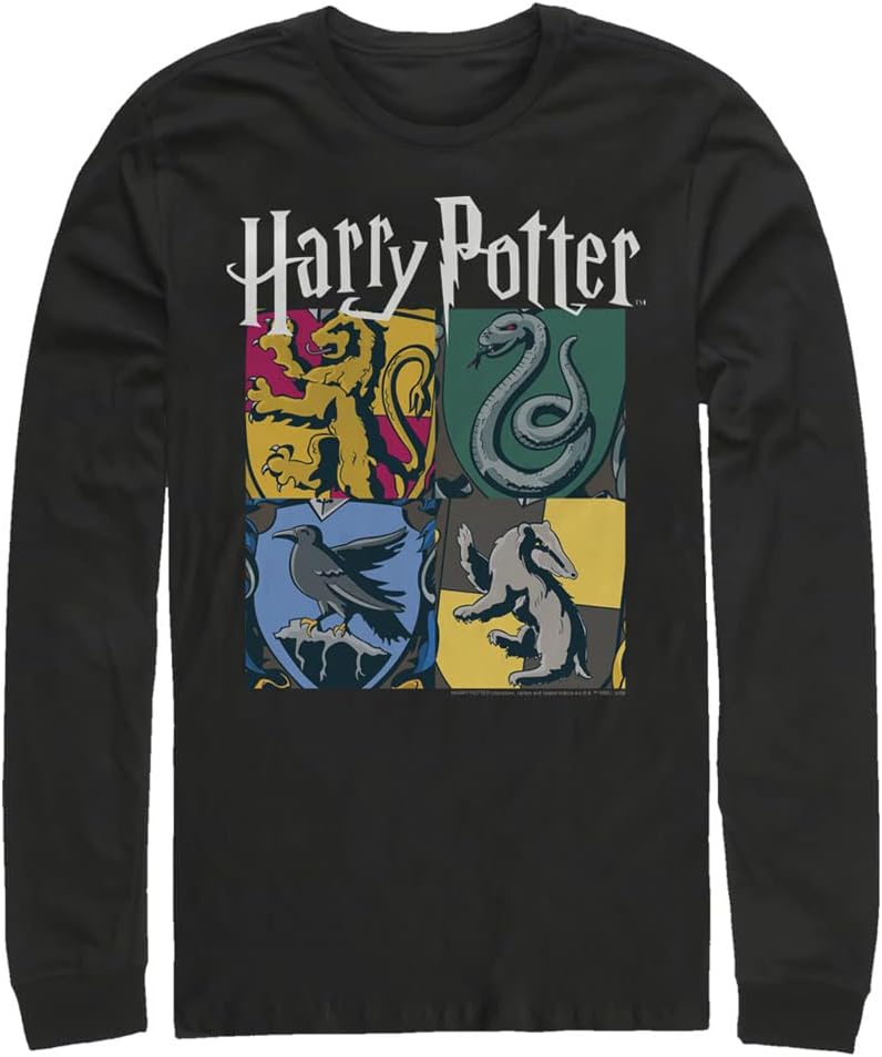 Fifth Sun Big & Tall Men's Harry Potter and The Deathly Hallows All Houses Tops Long Sleeve Tee Shirt T-Shirt | Trend...