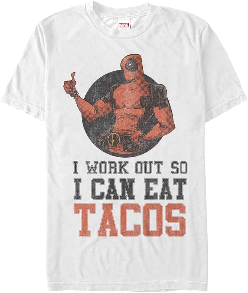 Marvel Big & Tall Classic Deadpool Workout Men's Tops Short Sleeve Tee Shirt, White, 4X-Large T-Shirt | US Viral Style