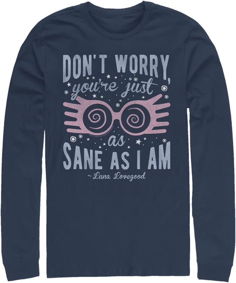 Harry Potter Big & Tall Men's Deathly Hallows Just as Sane as Luna Tops Long Sleeve Tee Shirt T-Shirt | US Viral Style