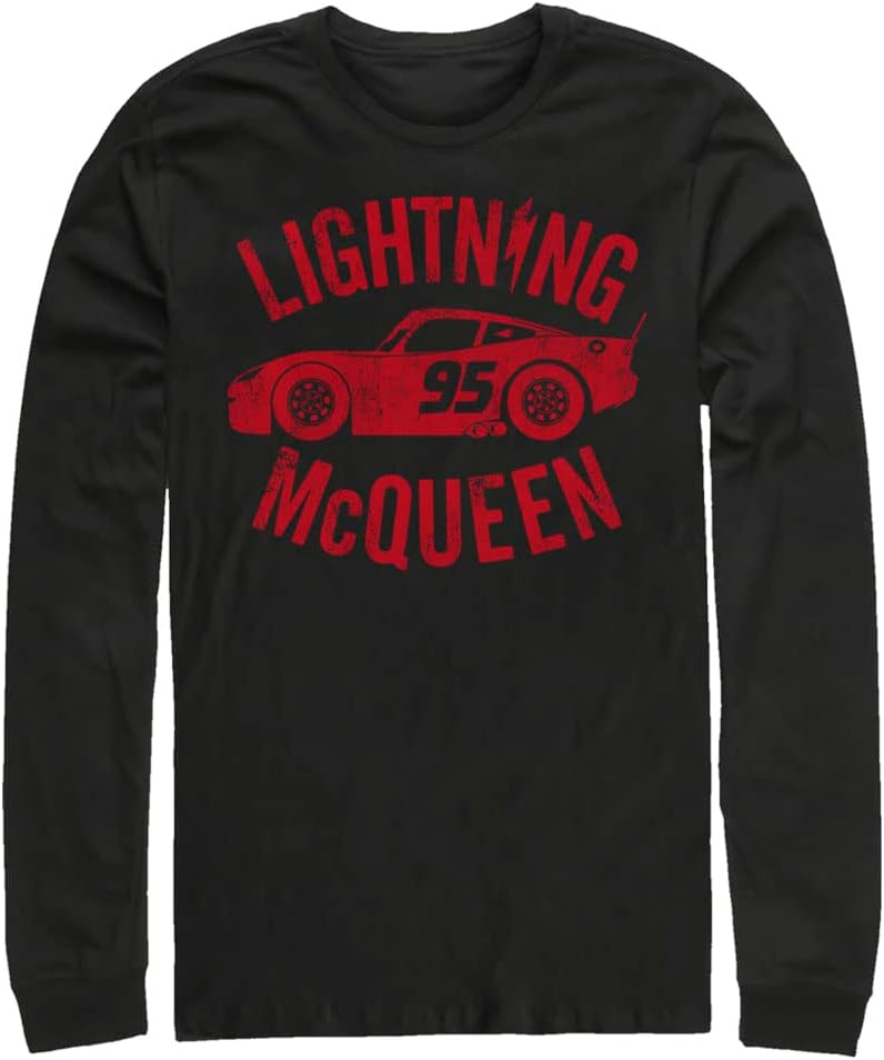 Disney Pixar Mens Pixar Men's Cars Race Ready Tops Long Sleeve Tee Shirt T-Shirt | Aesthetic Streetwear