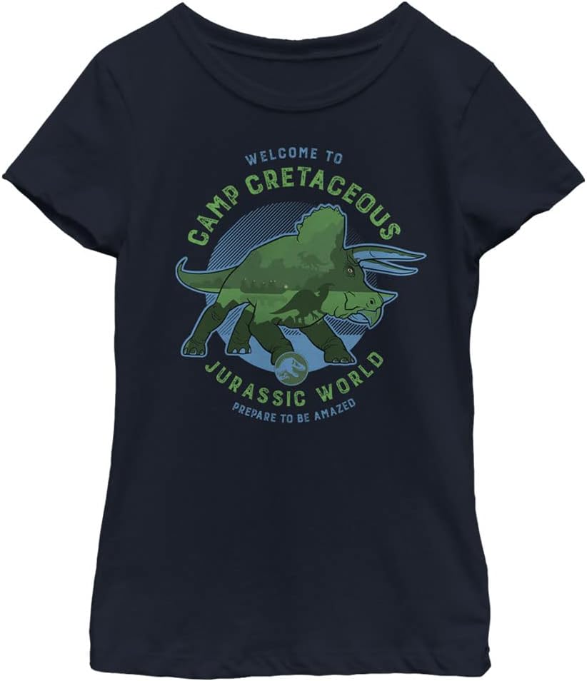 Jurassic World Camp Cretaceous Girl's Amazing Dinosaur T-Shirt, Navy, Medium T-Shirt | Premium Quality
