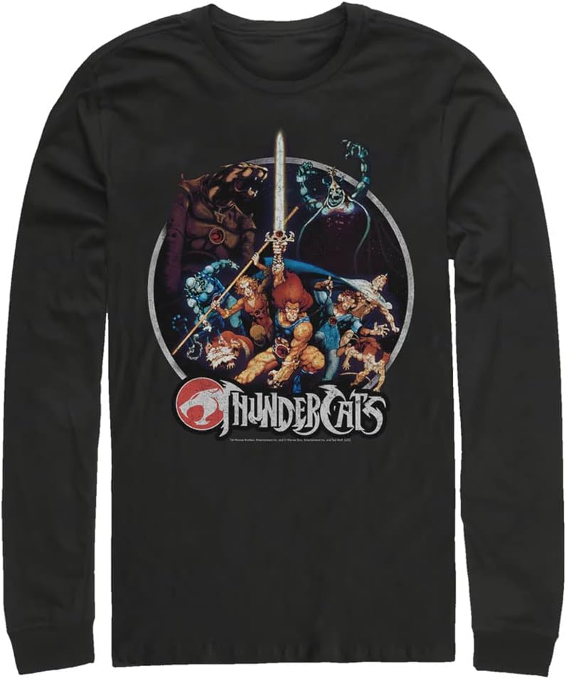 Fifth Sun Big & Tall Thundercats Men's Vintage Circle Poster Tops Long Sleeve Tee Shirt T-Shirt | Premium Quality