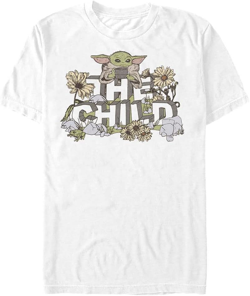 STAR WARS Big & Tall Mandalorian Vintage Flower Child Men's Tops Short Sleeve Tee Shirt T-Shirt | Best Seller