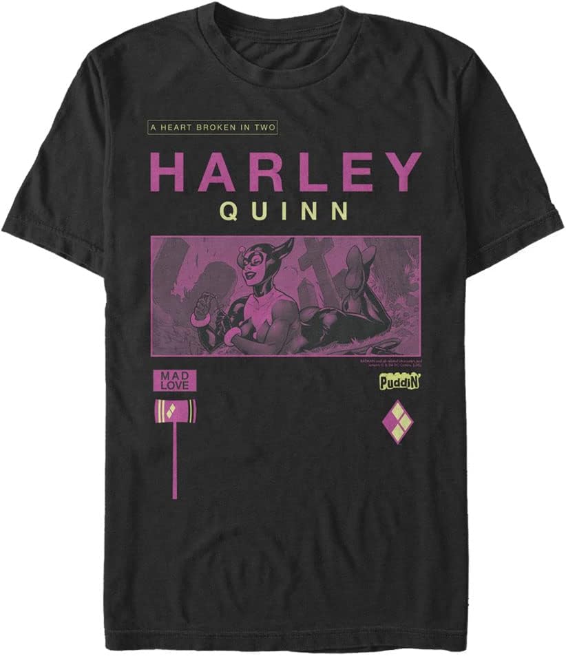 Warner Brothers Batman Harley Info Men's Tops Short Sleeve Tee Shirt Black T-Shirt | US Viral Style