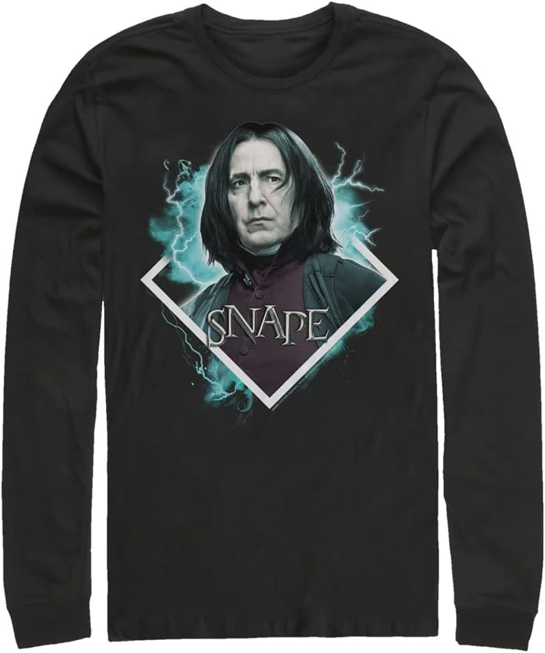 Harry Potter Warner Brothers Snape Face Men's Tops Long Sleeve Tee Shirt Black T-Shirt | Aesthetic Streetwear