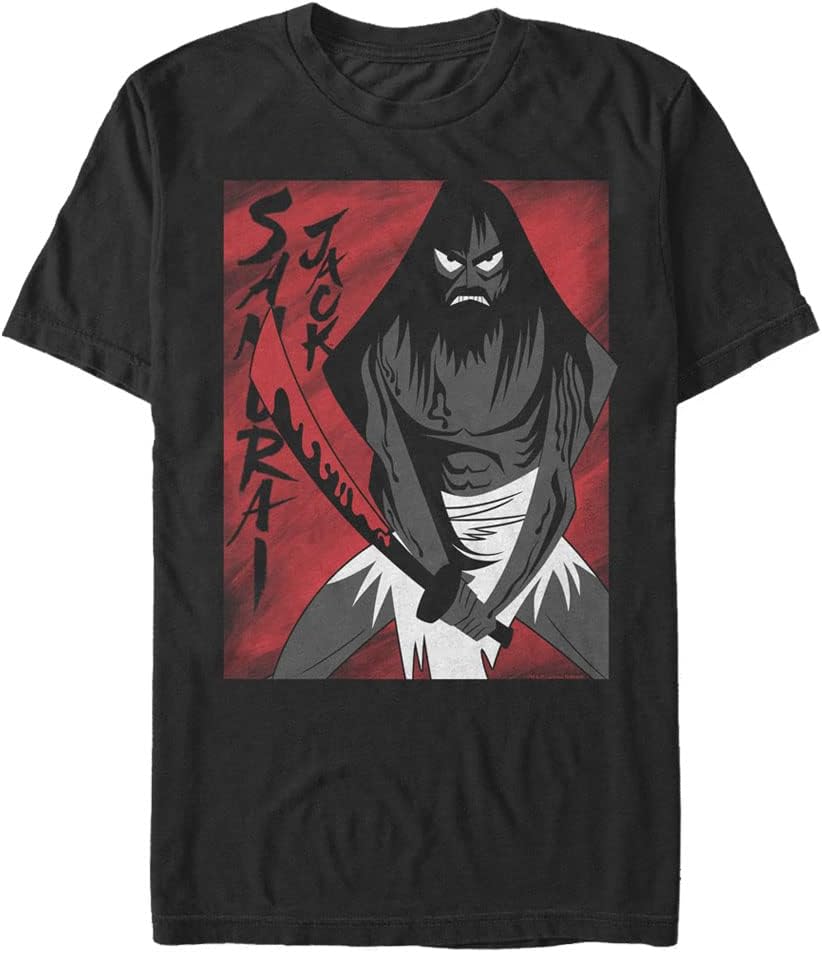 Samurai Jack Men's Big Soaked Red T-Shirt, Black, Large Tall T-Shirt | Aesthetic Streetwear