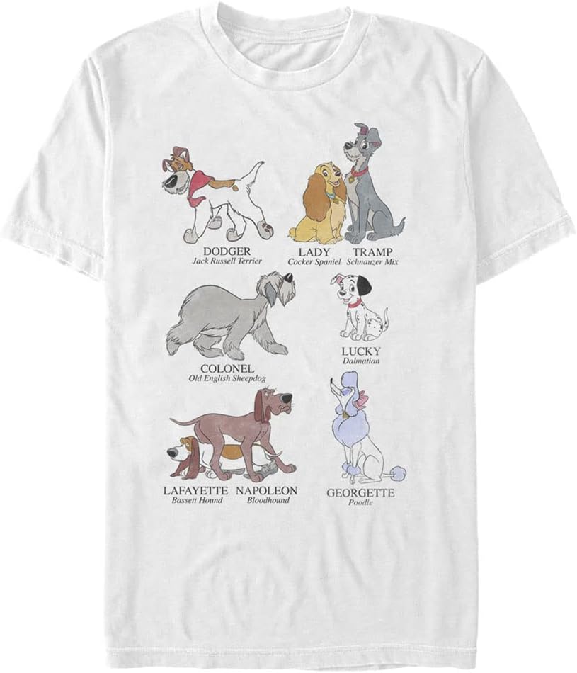 Disney Big & Tall Classic Dog Breeds Men's Tops Short Sleeve Tee Shirt T-Shirt | Best Seller