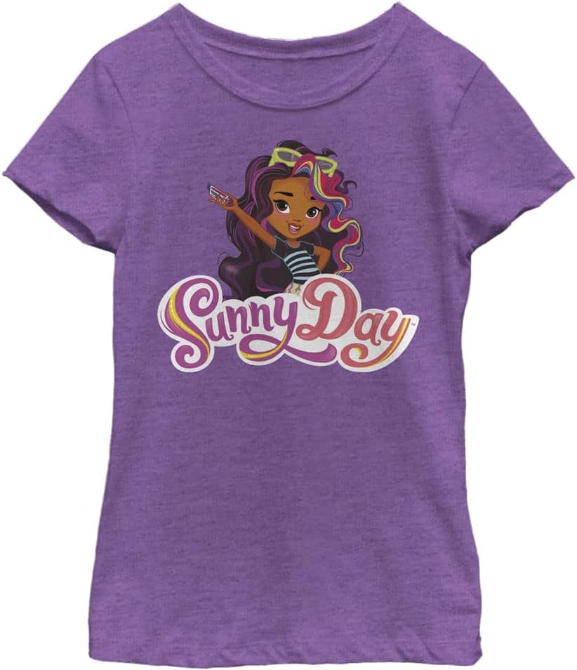 Nickelodeon Kids Sunny Day Rox and Logo Girls Short Sleeve Tee Shirt T-Shirt | Aesthetic Streetwear