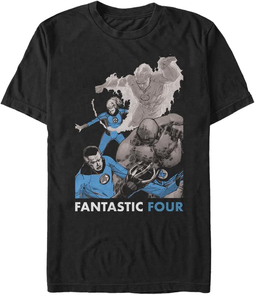 Marvel Big & Tall Classic Fantastic Four Men's Tops Short Sleeve Tee Shirt, Black, 3X-Large T-Shirt | Best Seller