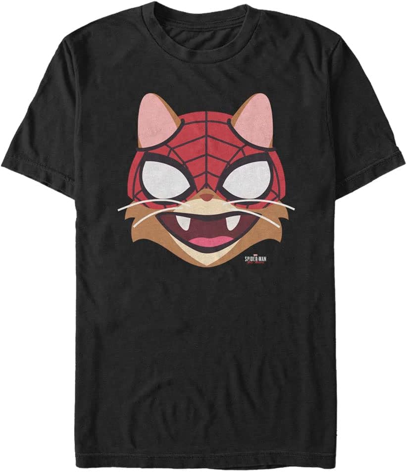 Marvel Tall Spider-Man Miles Morales Cat Big Face Men's Tops Short Sleeve Tee Shirt T-Shirt | Aesthetic Streetwear