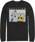 Nickelodeon Spongebob Squarepants Adulting Men's Tops Long Sleeve Tee Shirt T-Shirt | US Viral Style