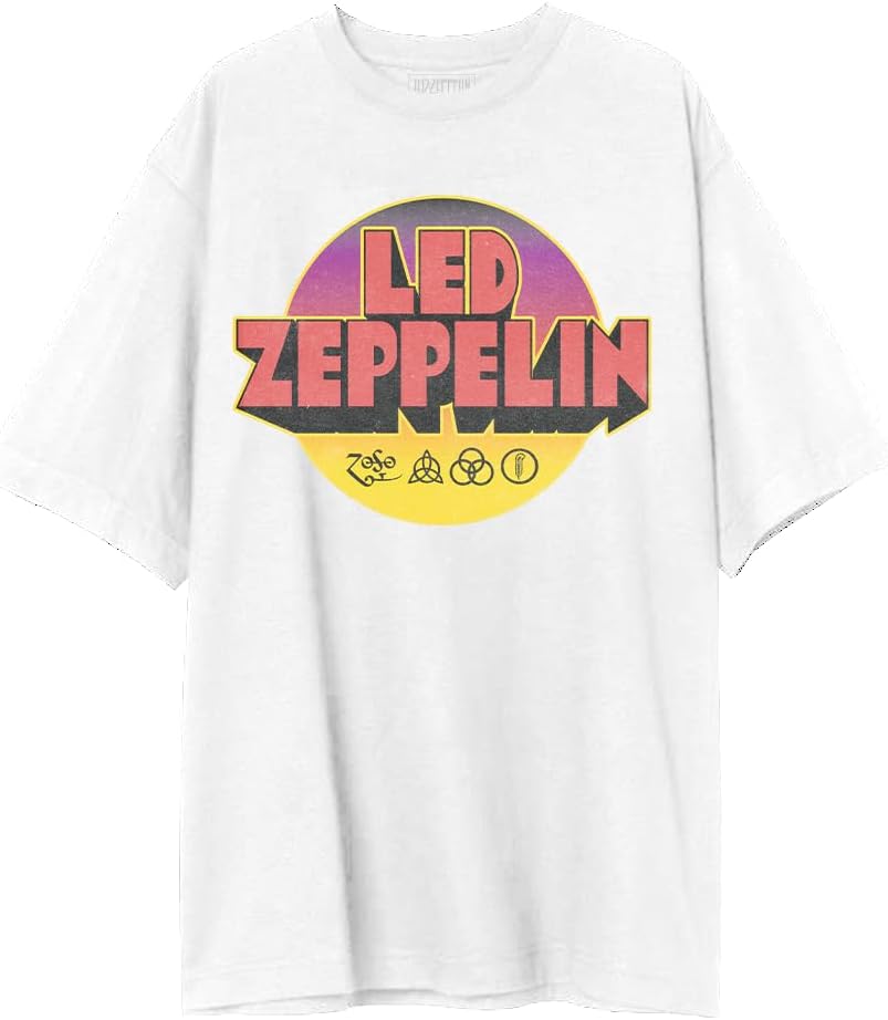 Led Zeppelin Unisex-Adult Official Merch Sunset Circle Logo Oversized Apparel | Best Seller