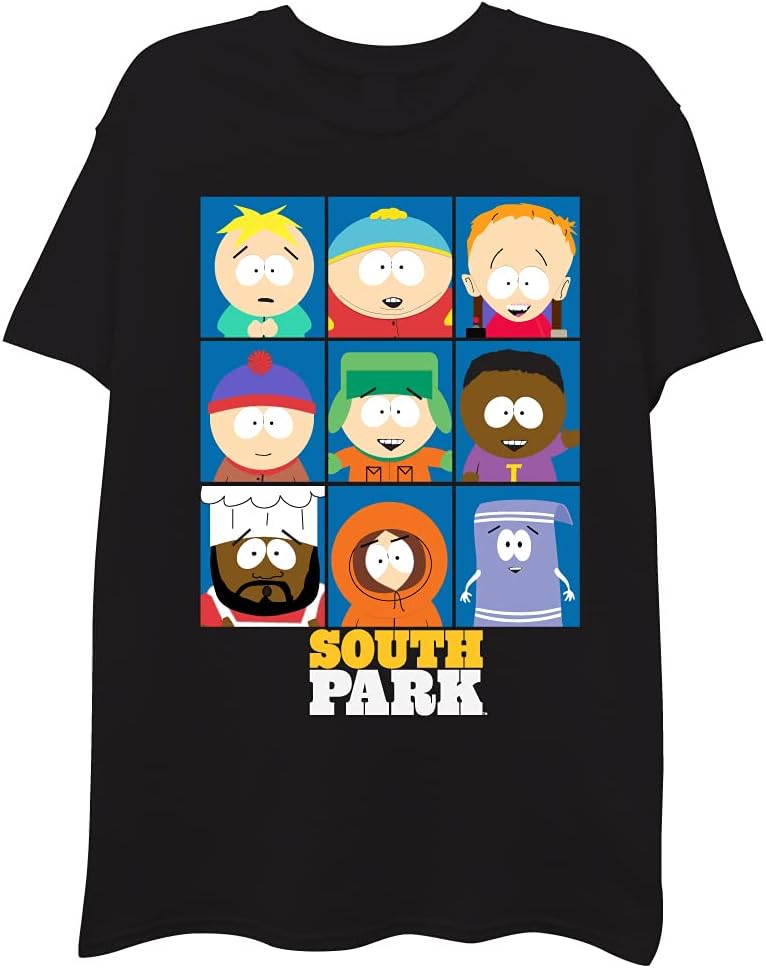 South Park Men's Character Group T-Shirt-Kenny, Eric, Stan, Kyln, Chef T-Shirt | Best Seller