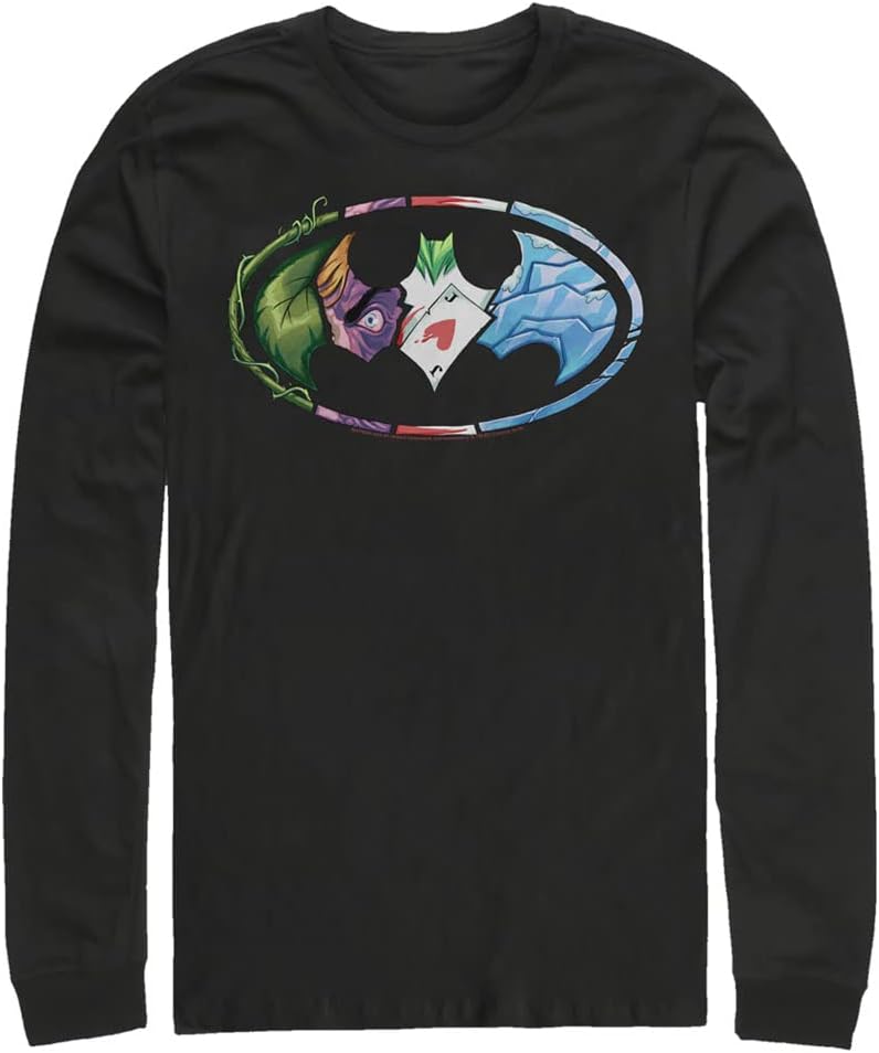 Fifth Sun Big & Tall Batman Men's Villains Logo Tops Long Sleeve Tee Shirt T-Shirt | Aesthetic Streetwear