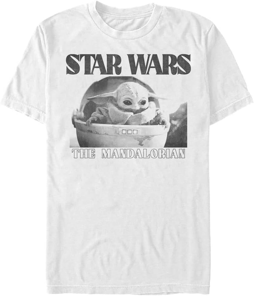 STAR WARS Big & Tall Mandalorian Black N White Photo Men's Tops Short Sleeve Tee Shirt T-Shirt | US Viral Style
