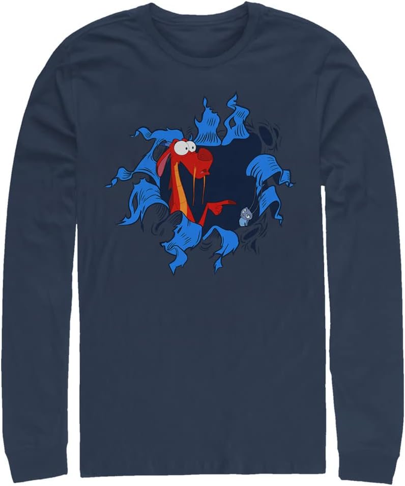 Disney Big & Tall Men's Princesses Oh Mushu Tops Long Sleeve Tee Shirt T-Shirt | Best Seller