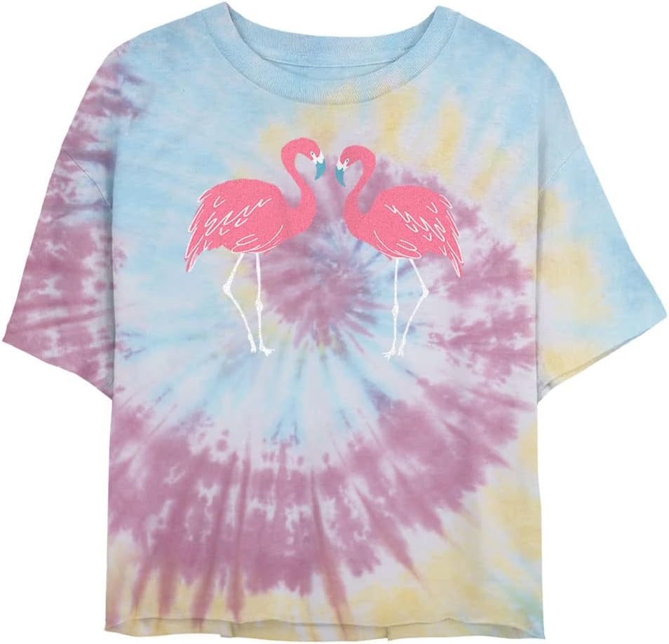 Fifth Sun Lost Gods Pink Flamingos Women's Fast Fashion Short Sleeve Tee Shirt T-Shirt | Best Seller