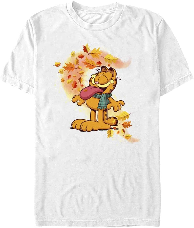 Nickelodeon Big & Tall Garfield Autum Leaves Men's Tops Short Sleeve Tee Shirt T-Shirt | Aesthetic Streetwear