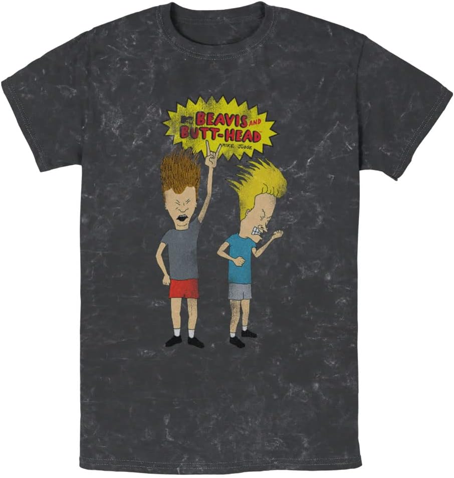 Beavis and Butt-Head MTV-Beavis and Butthead Air Guitar Jam Young Men's Short Sleeve Tee Shirt T-Shirt | Trending 2025