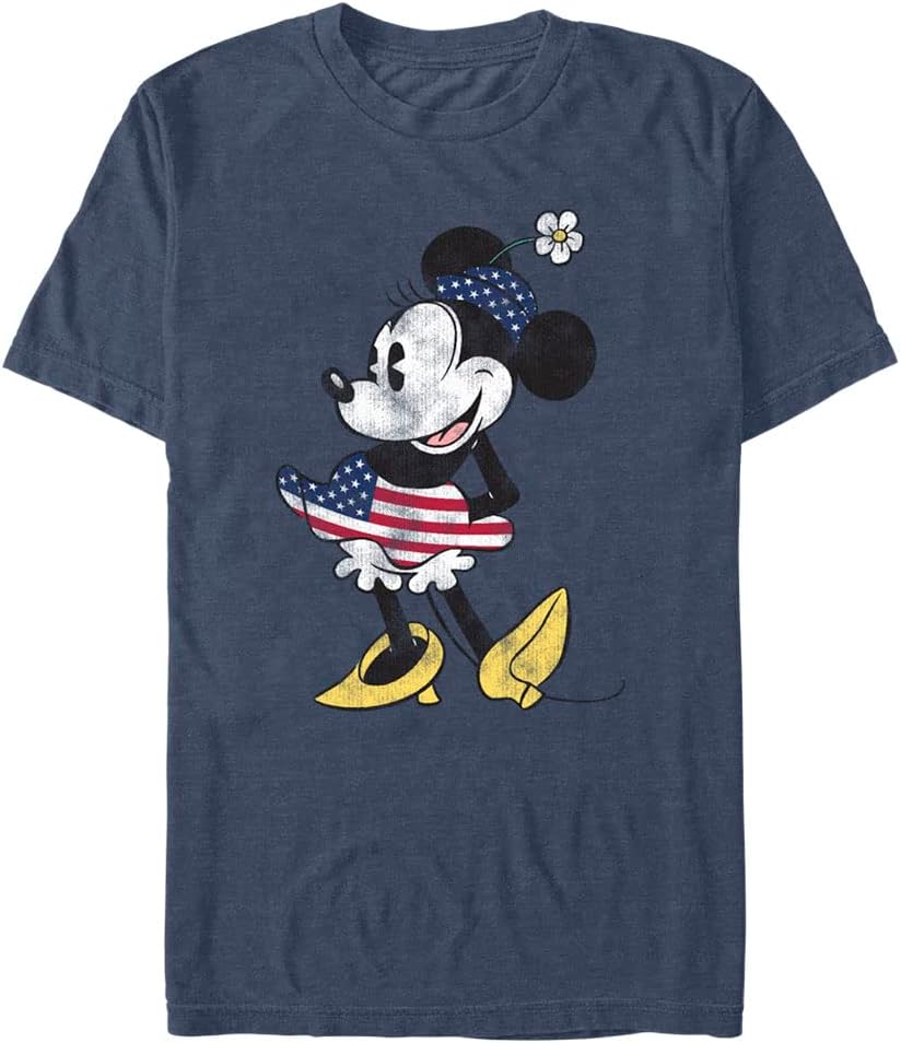 Disney Big & Tall Minnie Mouse Vintage Us Flag Fill Men's Tops Short Sleeve Tee Shirt T-Shirt | US Viral Style
