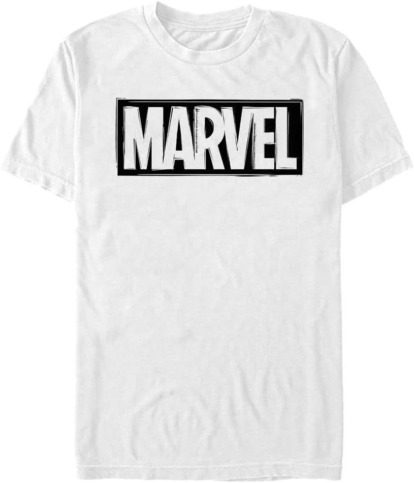 Marvel Big & Tall Universe Logo Linocut Men's Tops Short Sleeve Tee Shirt, White, 3X-Large T-Shirt | Best Seller