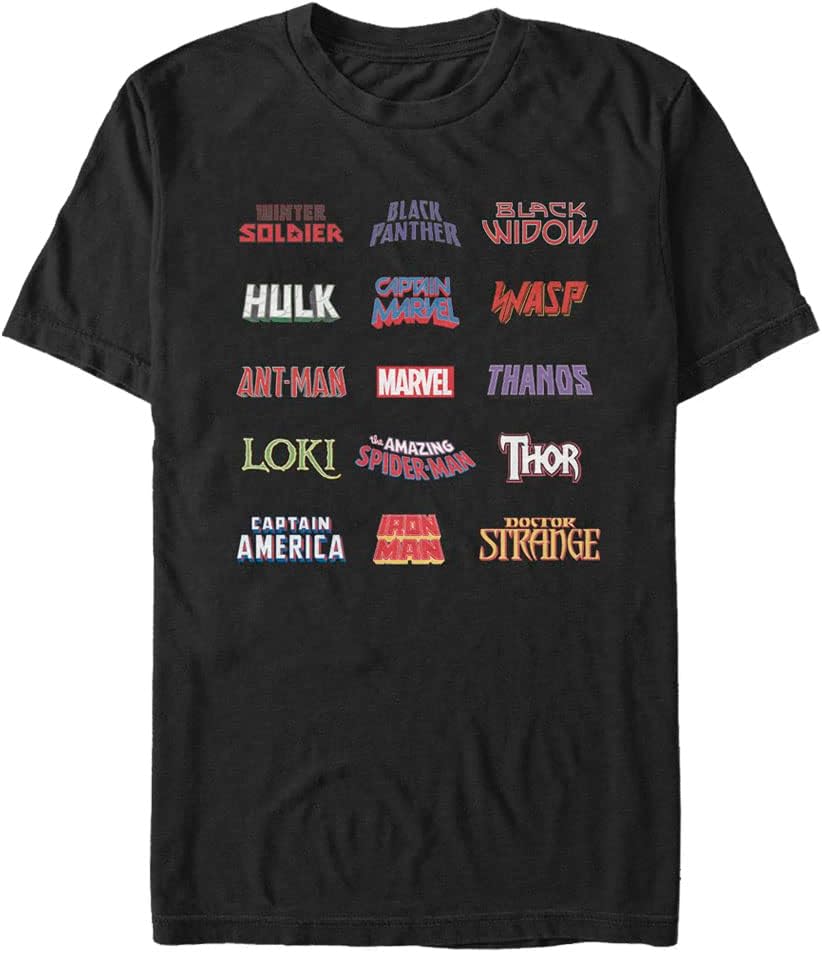 Marvel Classic English Logos Men's Tops Short Sleeve Tee Shirt T-Shirt | Best Seller