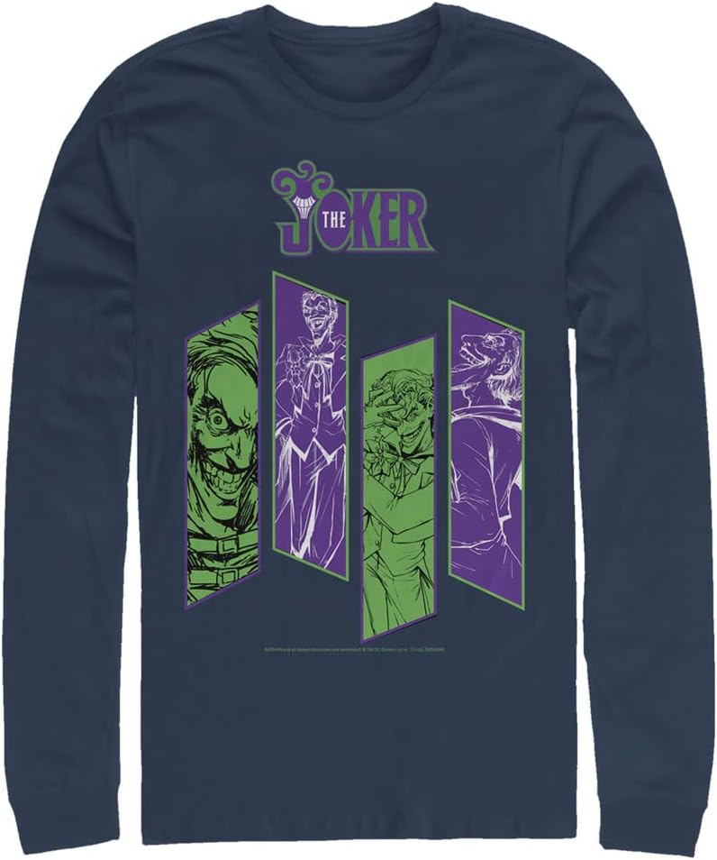 Warner Brothers Big & Tall Batman Joker Panels Men's Tops Long Sleeve Tee Shirt, Navy Blue, 3X-Large T-Shirt | Trendi...