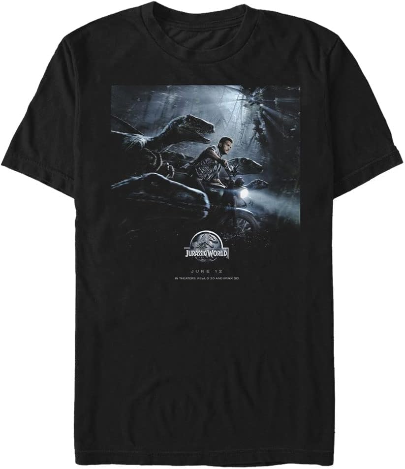 Jurassic Park Big & Tall Jurassic World Punched Poster Men's Tops Short Sleeve Tee Shirt T-Shirt | Aesthetic Streetwear