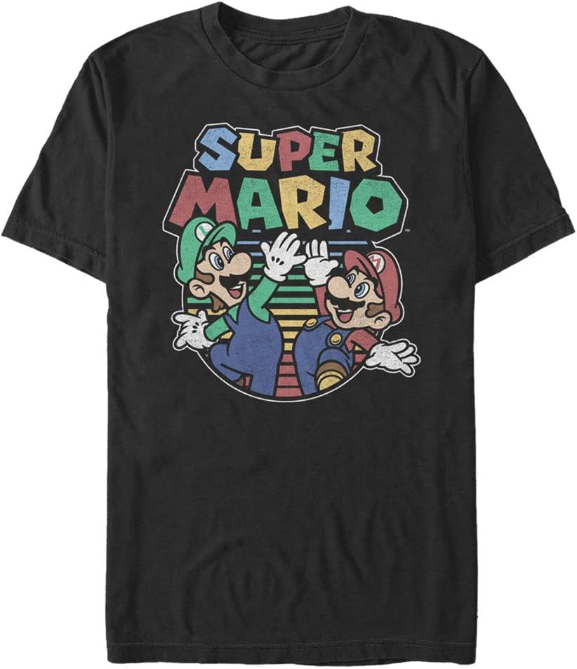 Nintendo Men's Big & Tall Mario and Luigi High Five Distress Apparel | Best Seller