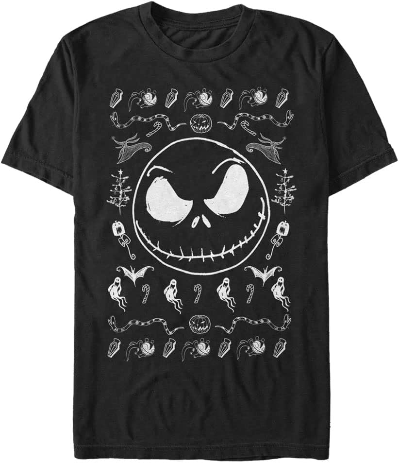 Disney Nightmare Before Christmas Jack Spooky Sweater Men's Tops Short Sleeve Tee Shirt Sweater | Aesthetic Streetwear